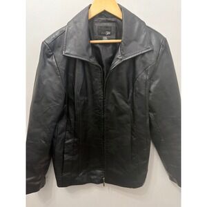 East 5th Women's Black Genuine Leather Zip-Up Jacket Size Large